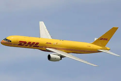 DHL Boeing 757 in flight
