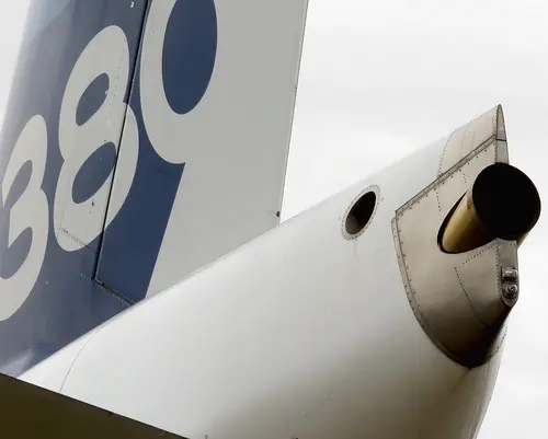Airbus A380 showing Auxiliary Power Unit APU Exhaust
