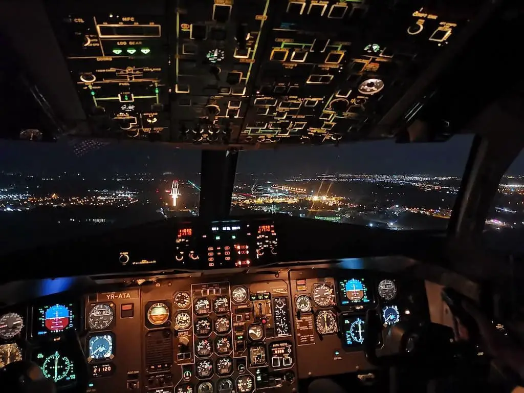 ATR Aircraft on approach to landing at an airport.