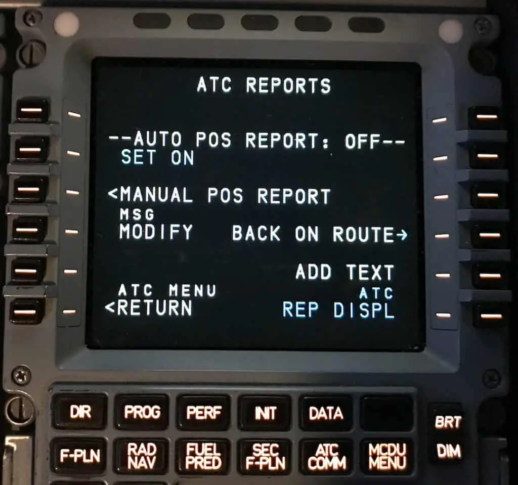 Airbus MCDU - Position reports for ADS-B and ADS-C