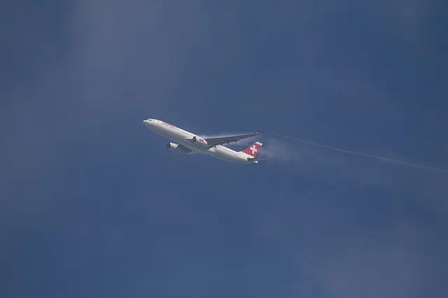 Swiss Airbus A330 aircraft in flight.